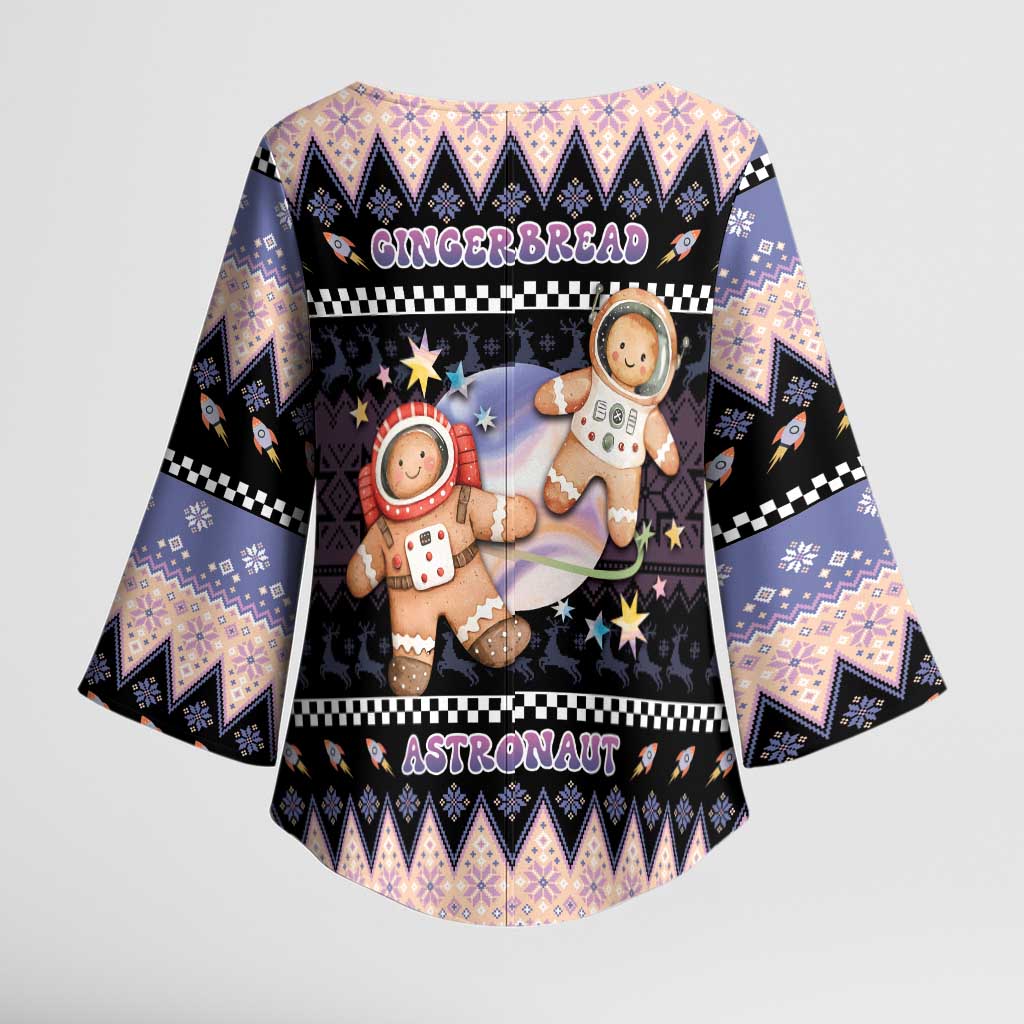 Astronaut Christmas Kimono Sleeve Blouse Gingerbread In Space - Wonder Print Shop