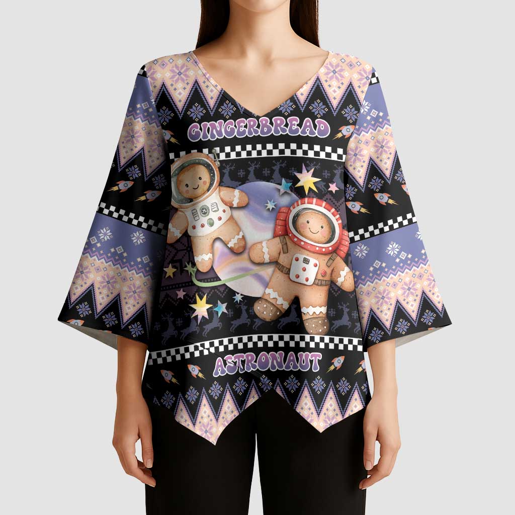 Astronaut Christmas Kimono Sleeve Blouse Gingerbread In Space - Wonder Print Shop