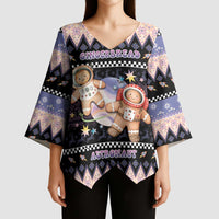 Astronaut Christmas Kimono Sleeve Blouse Gingerbread In Space - Wonder Print Shop