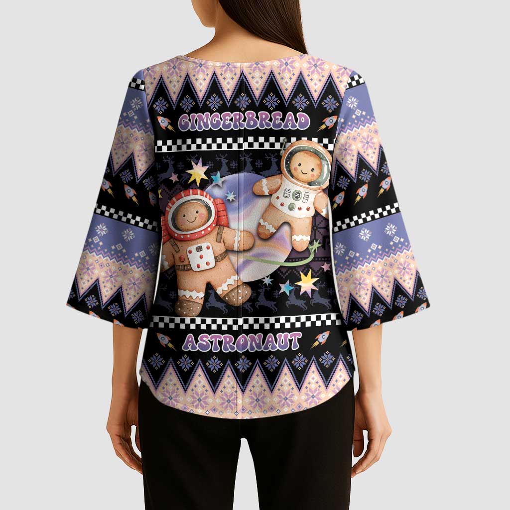 Astronaut Christmas Kimono Sleeve Blouse Gingerbread In Space - Wonder Print Shop