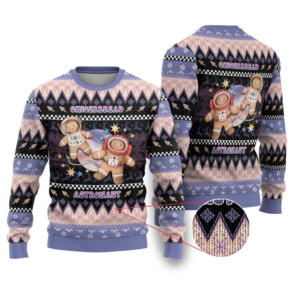 Astronaut Christmas Ugly Christmas Sweater Gingerbread In Space - Wonder Print Shop