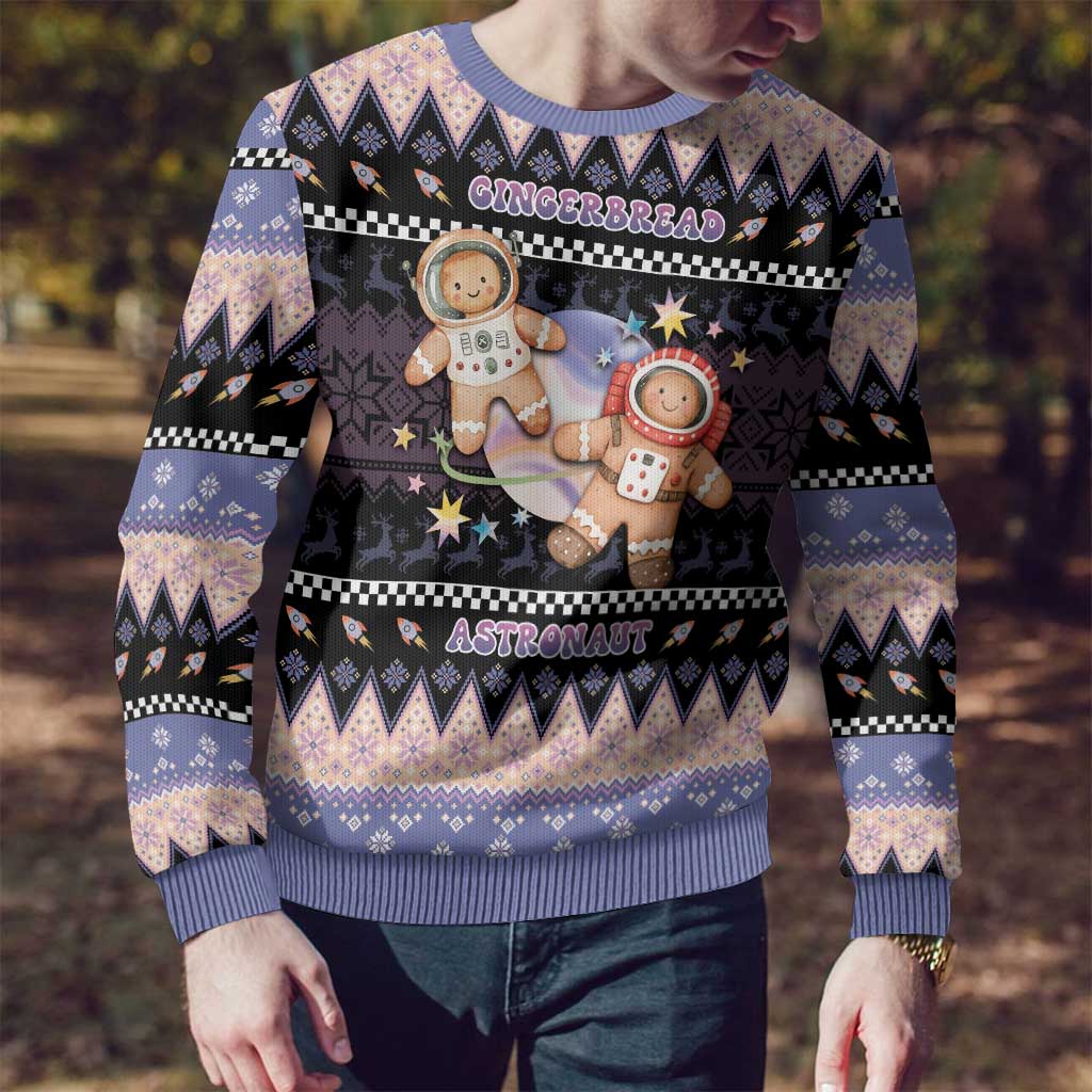 Astronaut Christmas Ugly Christmas Sweater Gingerbread In Space - Wonder Print Shop