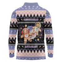 Astronaut Christmas Long Sleeve Polo Shirt Gingerbread In Space - Wonder Print Shop