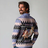 Astronaut Christmas Long Sleeve Polo Shirt Gingerbread In Space - Wonder Print Shop