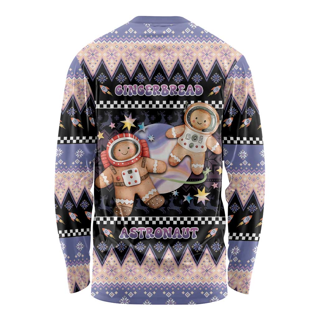 Astronaut Christmas Long Sleeve Shirt Gingerbread In Space - Wonder Print Shop