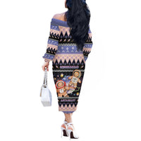 Astronaut Christmas Off The Shoulder Long Sleeve Dress Gingerbread In Space - Wonder Print Shop