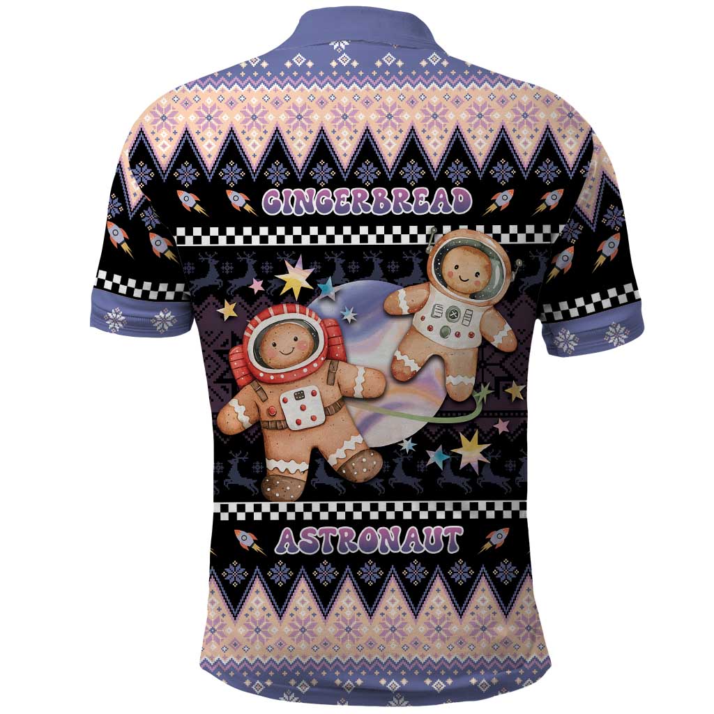 Astronaut Christmas Polo Shirt Gingerbread In Space - Wonder Print Shop