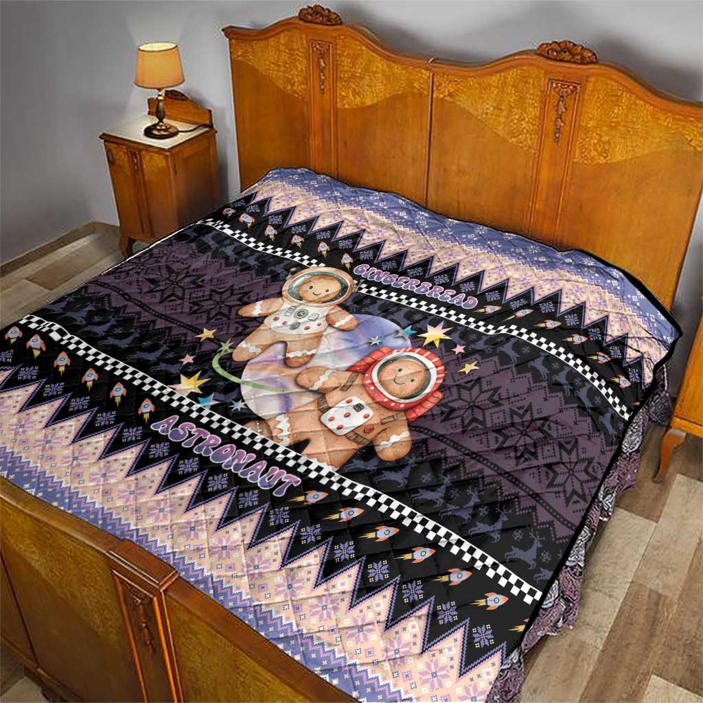 Astronaut Christmas Quilt Gingerbread In Space - Wonder Print Shop