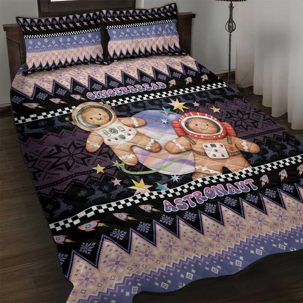 Astronaut Christmas Quilt Bed Set Gingerbread In Space - Wonder Print Shop