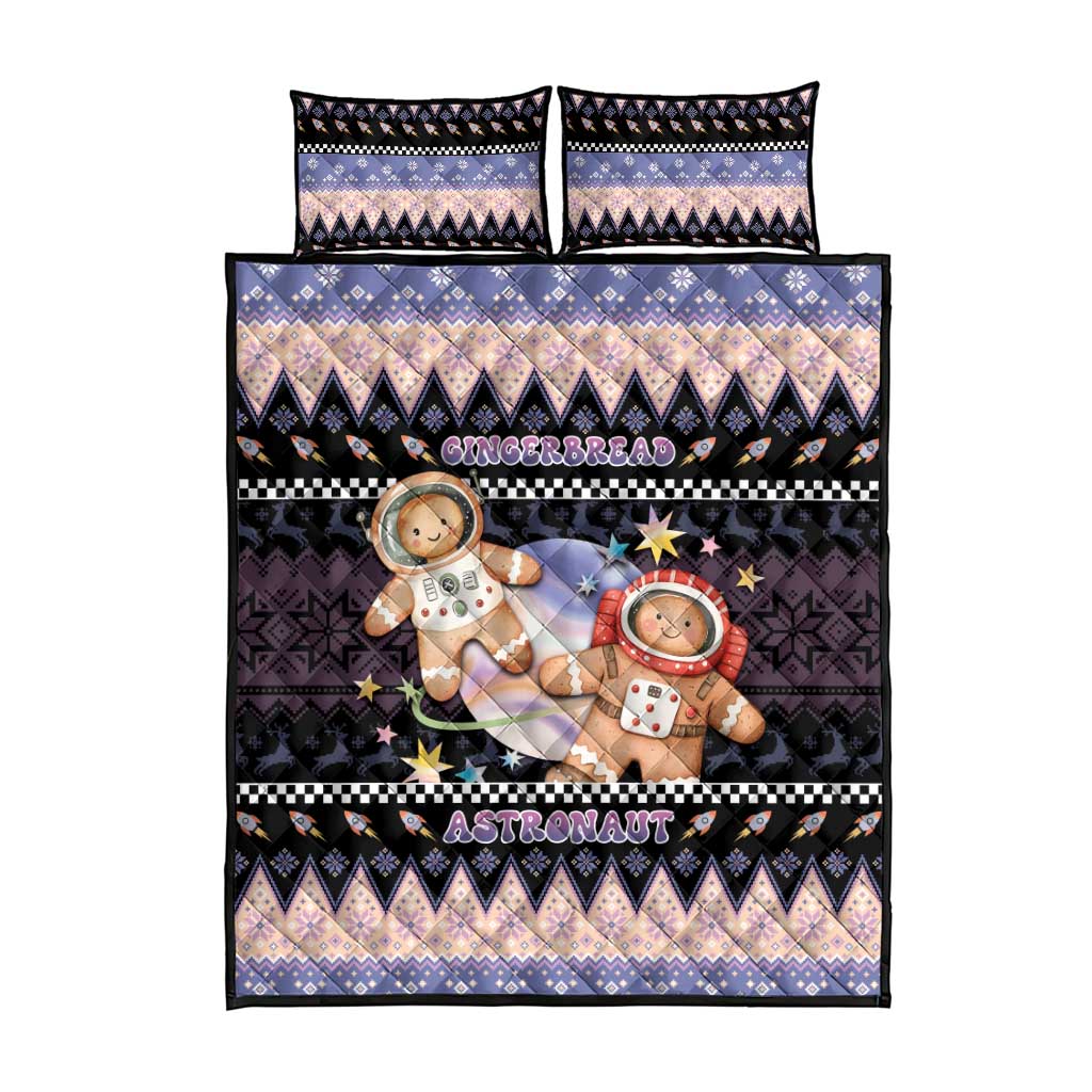 Astronaut Christmas Quilt Bed Set Gingerbread In Space - Wonder Print Shop