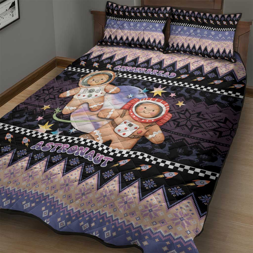 Astronaut Christmas Quilt Bed Set Gingerbread In Space - Wonder Print Shop