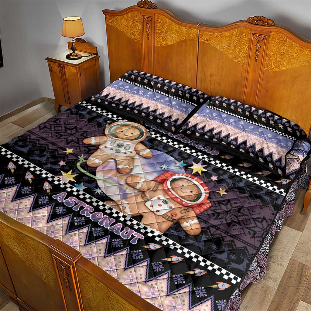 Astronaut Christmas Quilt Bed Set Gingerbread In Space - Wonder Print Shop