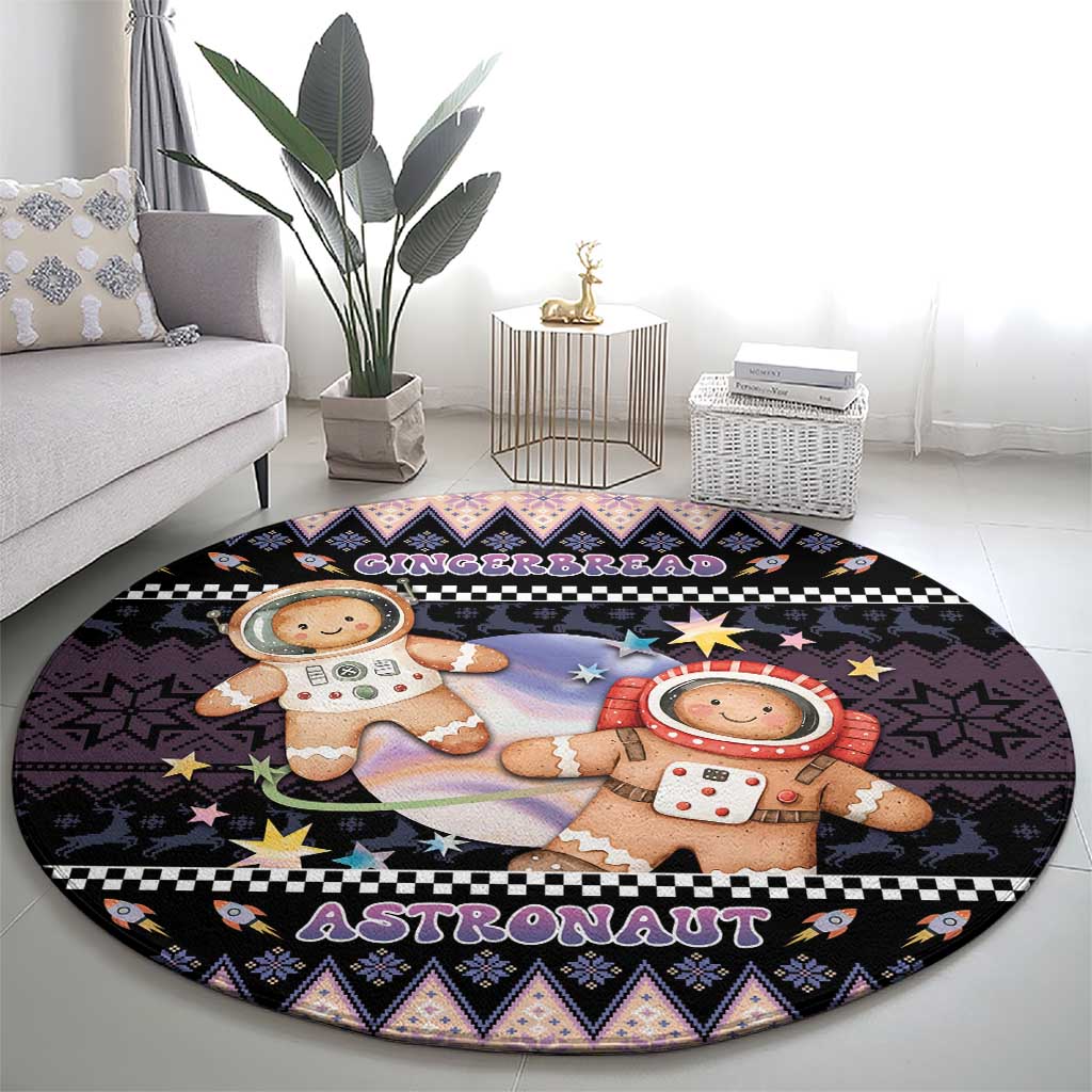 Astronaut Christmas Round Carpet Gingerbread In Space - Wonder Print Shop