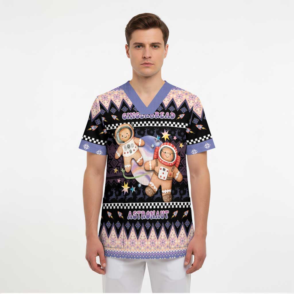 Astronaut Christmas Scrub Top Gingerbread In Space - Wonder Print Shop