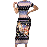 Astronaut Christmas Short Sleeve Bodycon Dress Gingerbread In Space - Wonder Print Shop