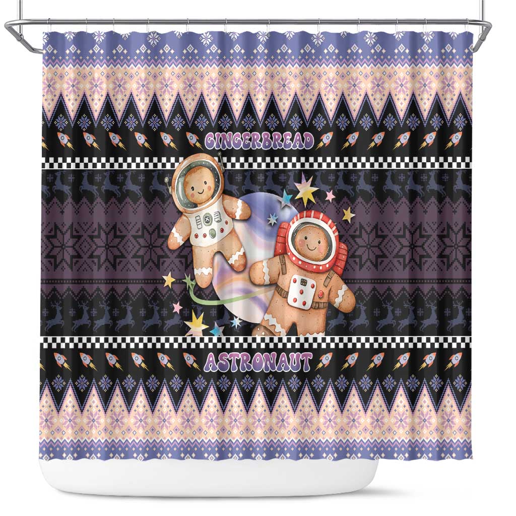 Astronaut Christmas Shower Curtain Gingerbread In Space - Wonder Print Shop
