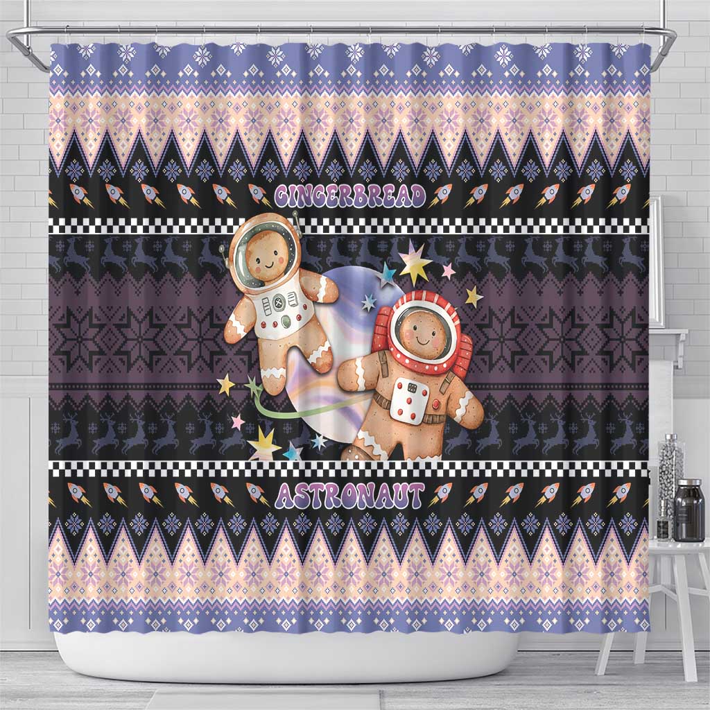 Astronaut Christmas Shower Curtain Gingerbread In Space - Wonder Print Shop