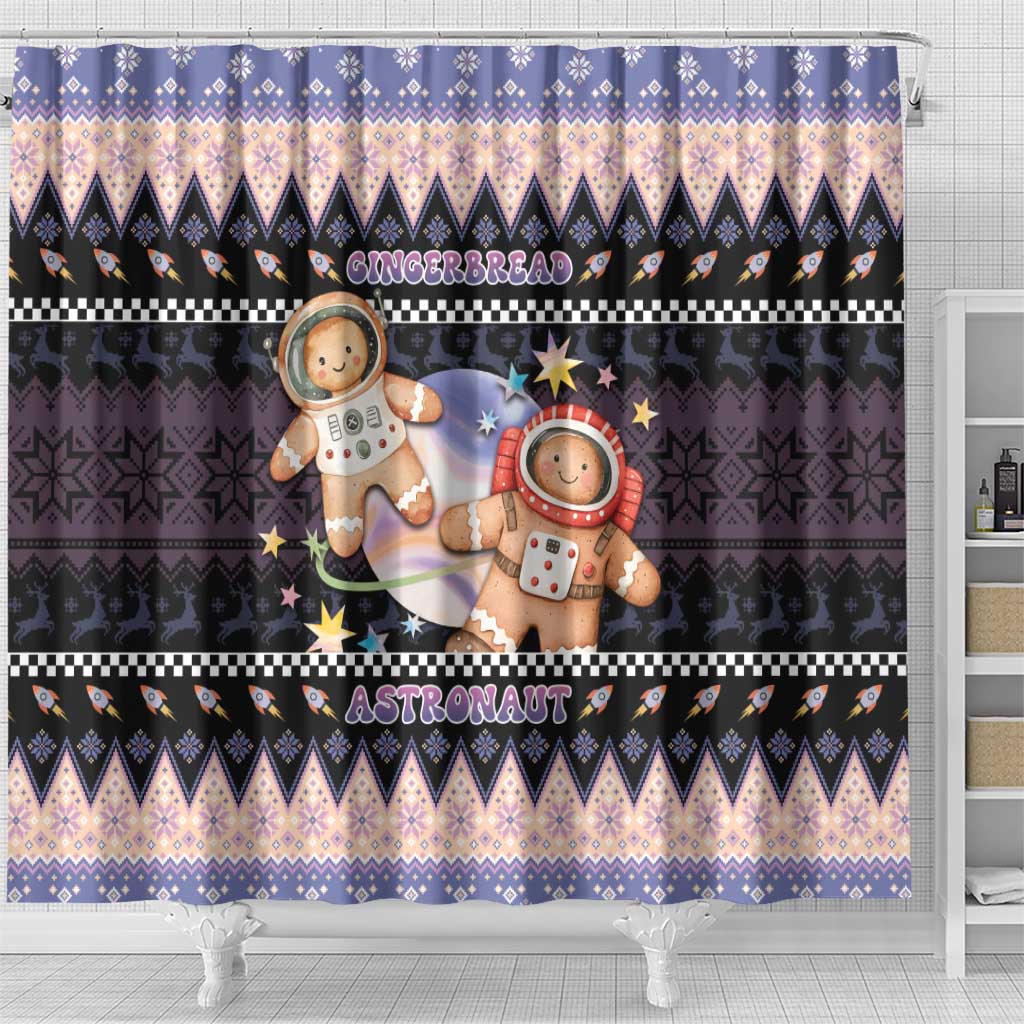 Astronaut Christmas Shower Curtain Gingerbread In Space - Wonder Print Shop