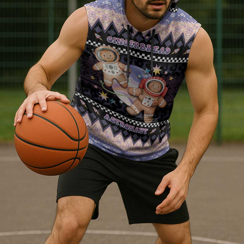 Astronaut Christmas Sleeveless Hoodie Gingerbread In Space - Wonder Print Shop