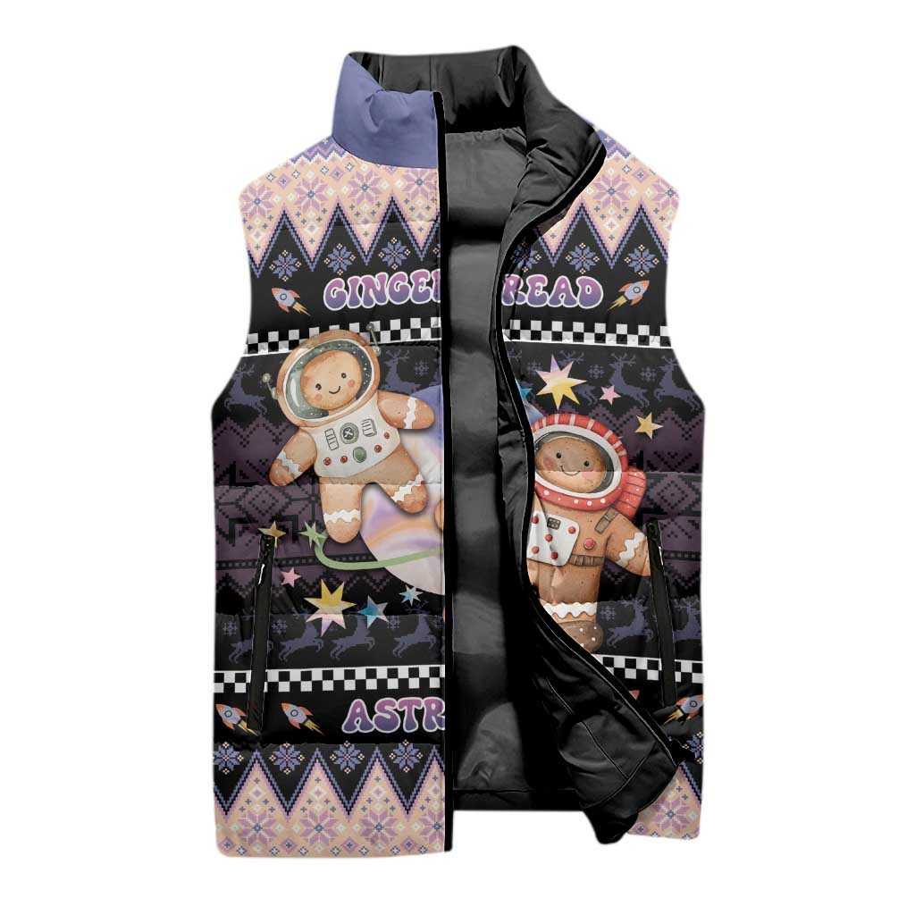 Astronaut Christmas Sleeveless Puffer Jacket Gingerbread In Space - Wonder Print Shop