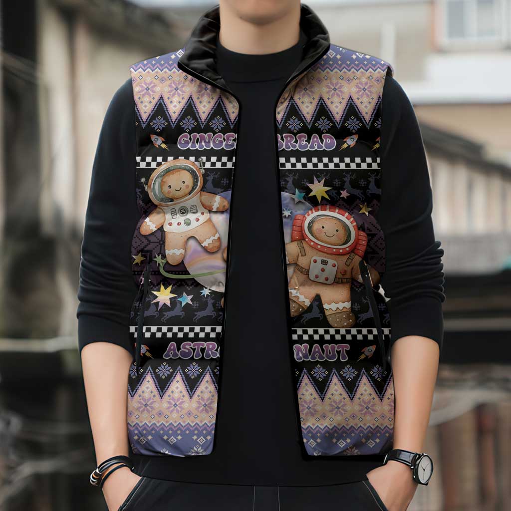 Astronaut Christmas Sleeveless Puffer Jacket Gingerbread In Space - Wonder Print Shop
