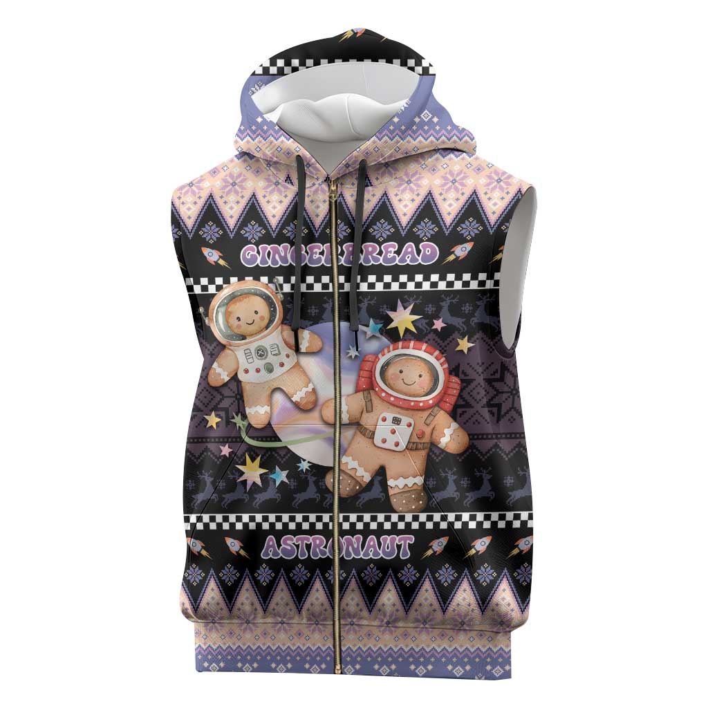 Astronaut Christmas Sleeveless Zip Hoodie Gingerbread In Space - Wonder Print Shop