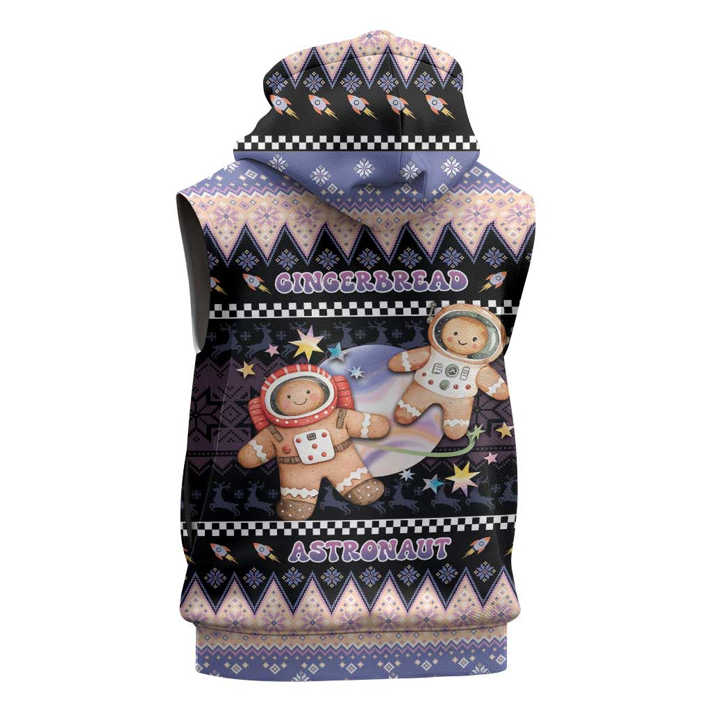 Astronaut Christmas Sleeveless Zip Hoodie Gingerbread In Space - Wonder Print Shop