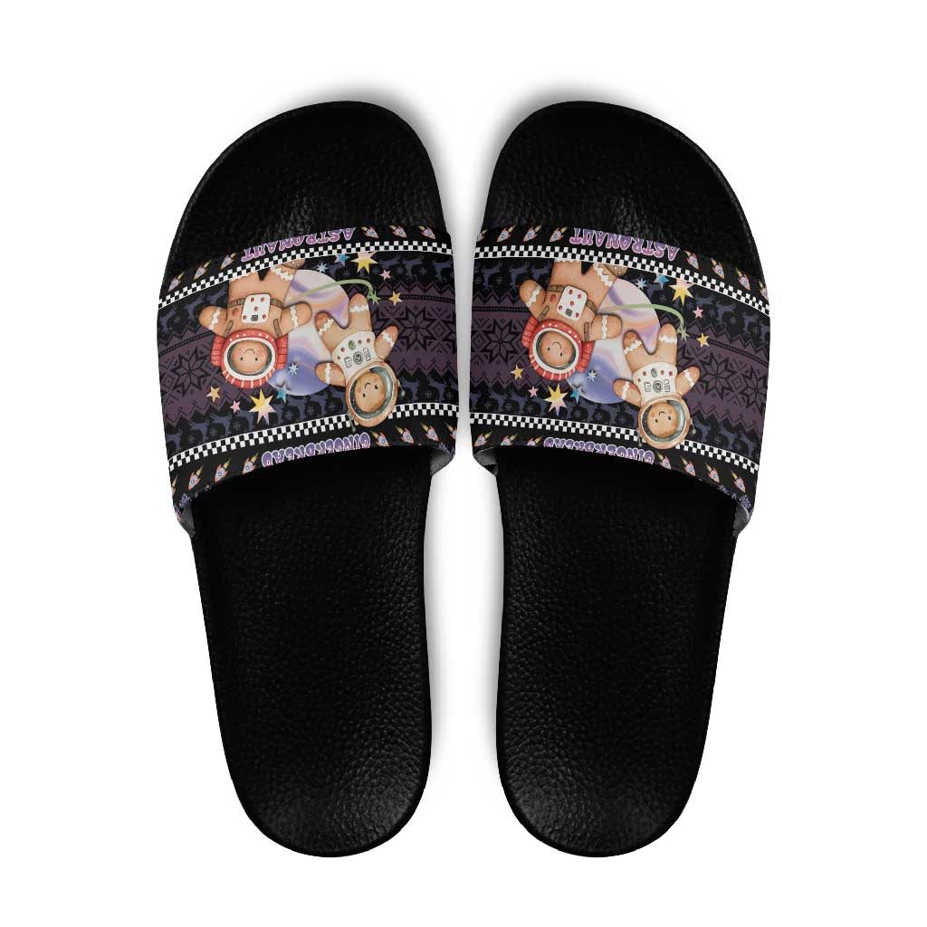 Astronaut Christmas Slide Sandals Gingerbread In Space - Wonder Print Shop