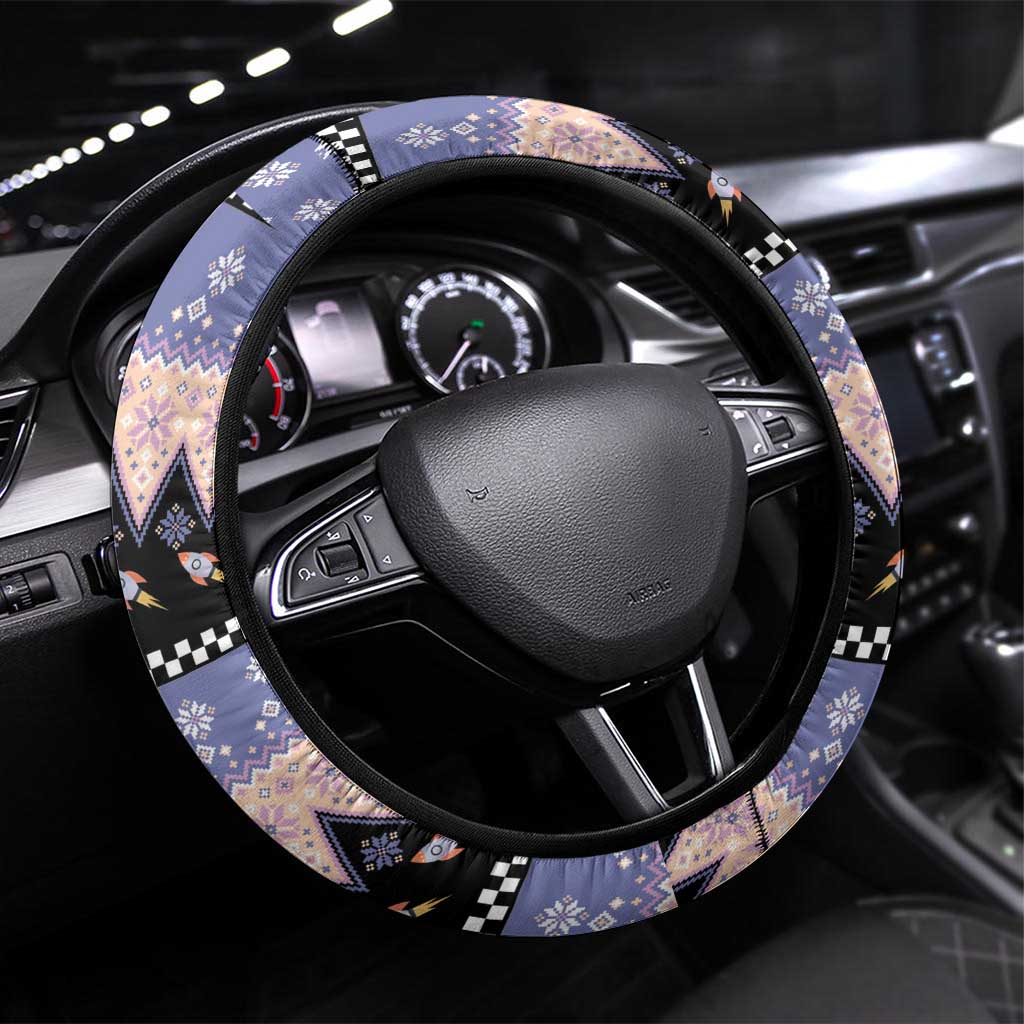 Astronaut Christmas Steering Wheel Cover Gingerbread In Space - Wonder Print Shop