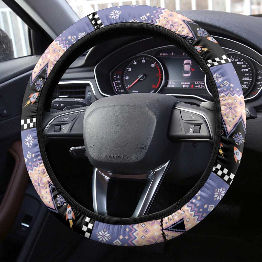 Astronaut Christmas Steering Wheel Cover Gingerbread In Space - Wonder Print Shop