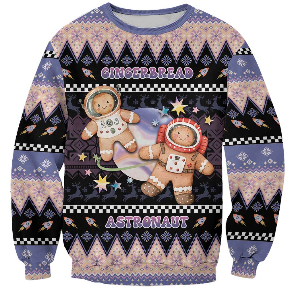 Astronaut Christmas Sweatshirt Gingerbread In Space - Wonder Print Shop