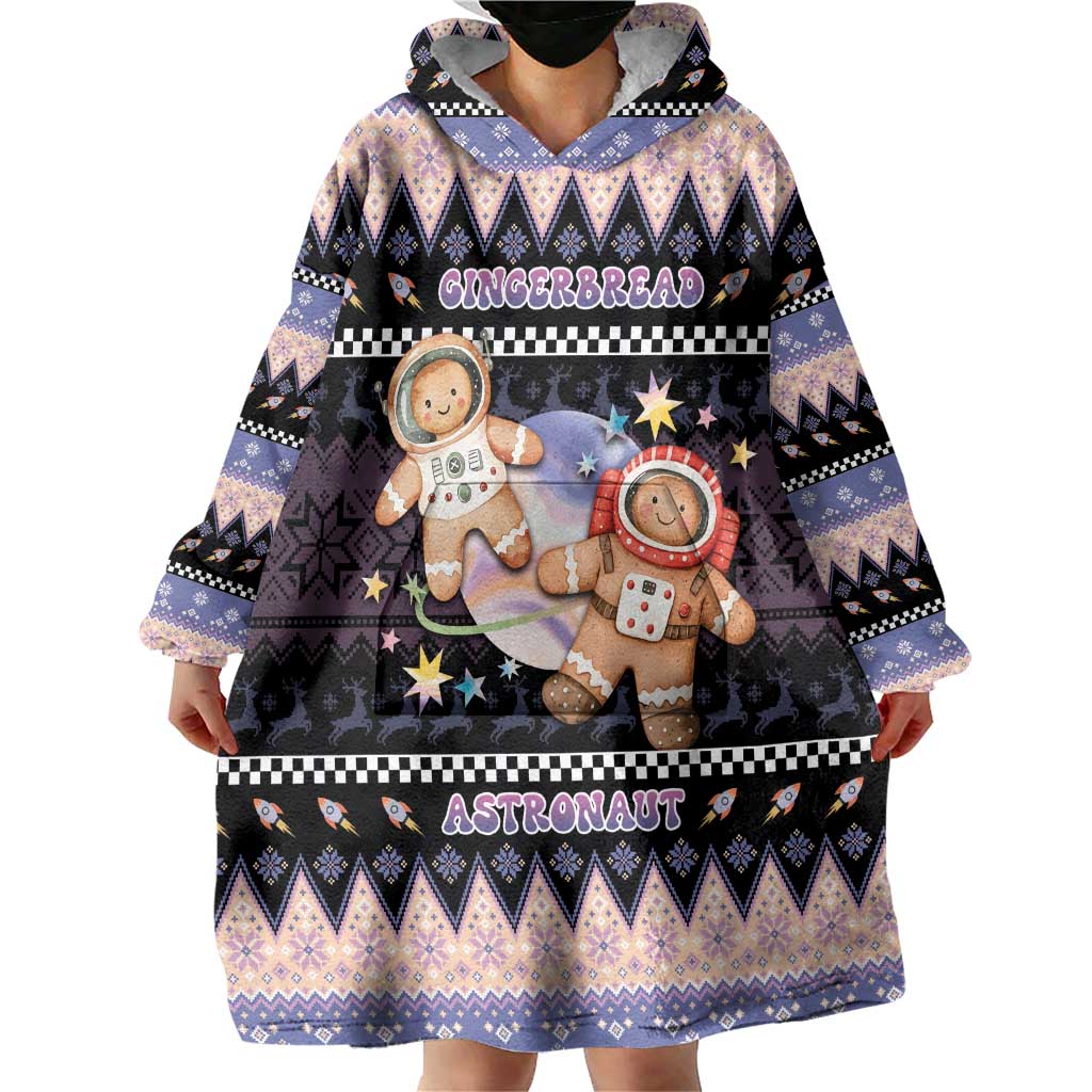 Astronaut Christmas Wearable Blanket Hoodie Gingerbread In Space - Wonder Print Shop