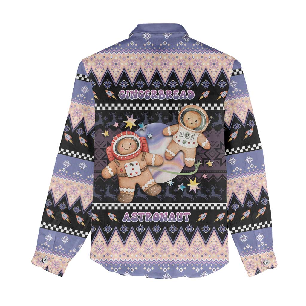 Astronaut Christmas Women Casual Shirt Gingerbread In Space - Wonder Print Shop
