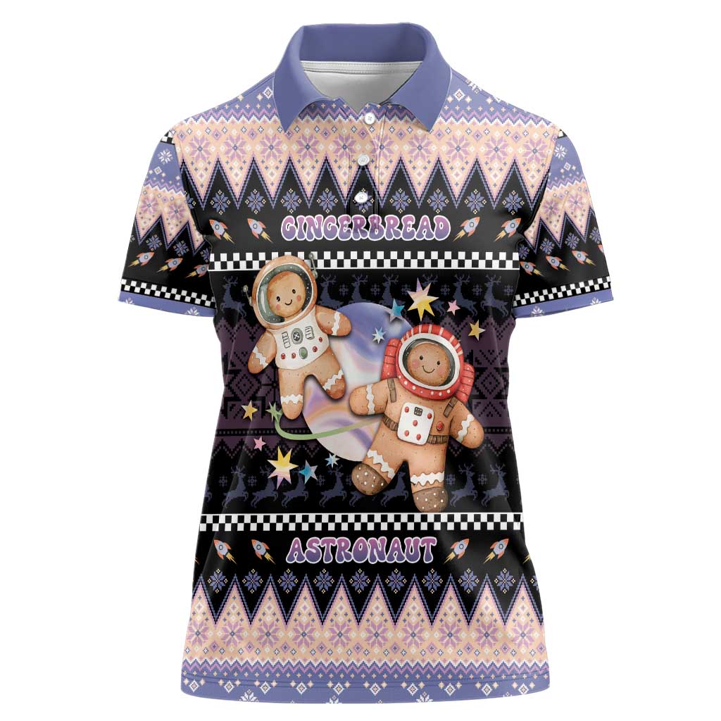 Astronaut Christmas Women Polo Shirt Gingerbread In Space - Wonder Print Shop