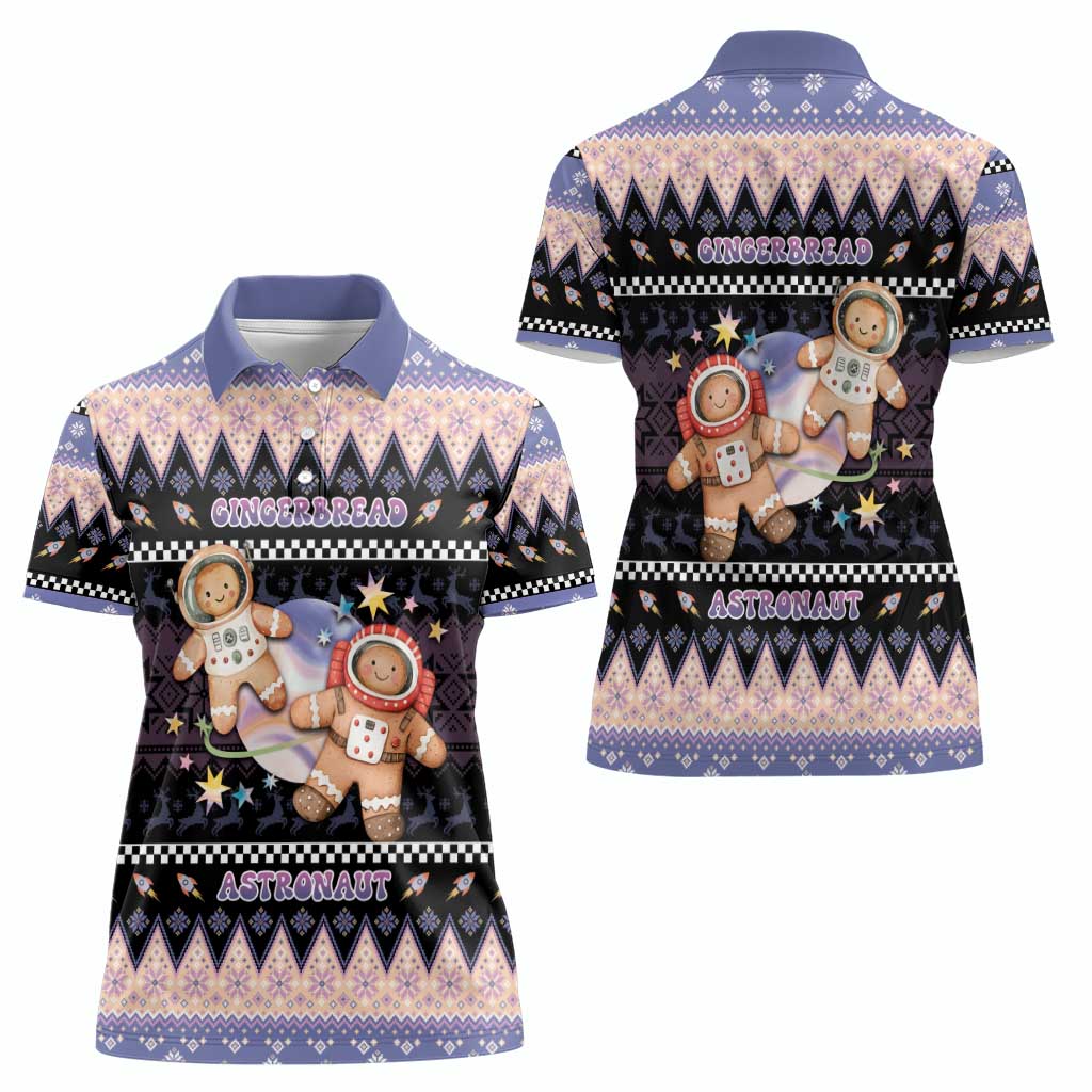 Astronaut Christmas Women Polo Shirt Gingerbread In Space - Wonder Print Shop