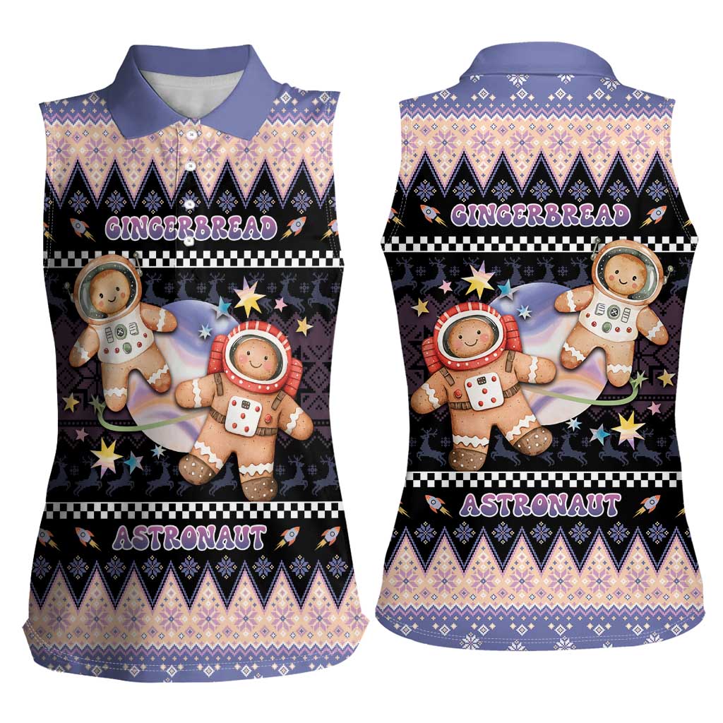 Astronaut Christmas Women Sleeveless Polo Shirt Gingerbread In Space - Wonder Print Shop