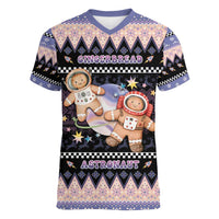 Astronaut Christmas Women V-Neck T-Shirt Gingerbread In Space - Wonder Print Shop