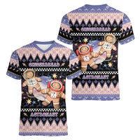 Astronaut Christmas Women V-Neck T-Shirt Gingerbread In Space - Wonder Print Shop