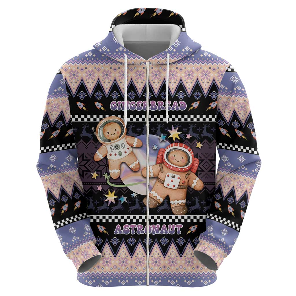 Astronaut Christmas Zip Hoodie Gingerbread In Space - Wonder Print Shop