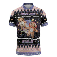 Astronaut Christmas Zipper Polo Shirt Gingerbread In Space - Wonder Print Shop