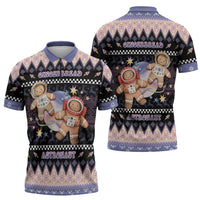 Astronaut Christmas Zipper Polo Shirt Gingerbread In Space - Wonder Print Shop
