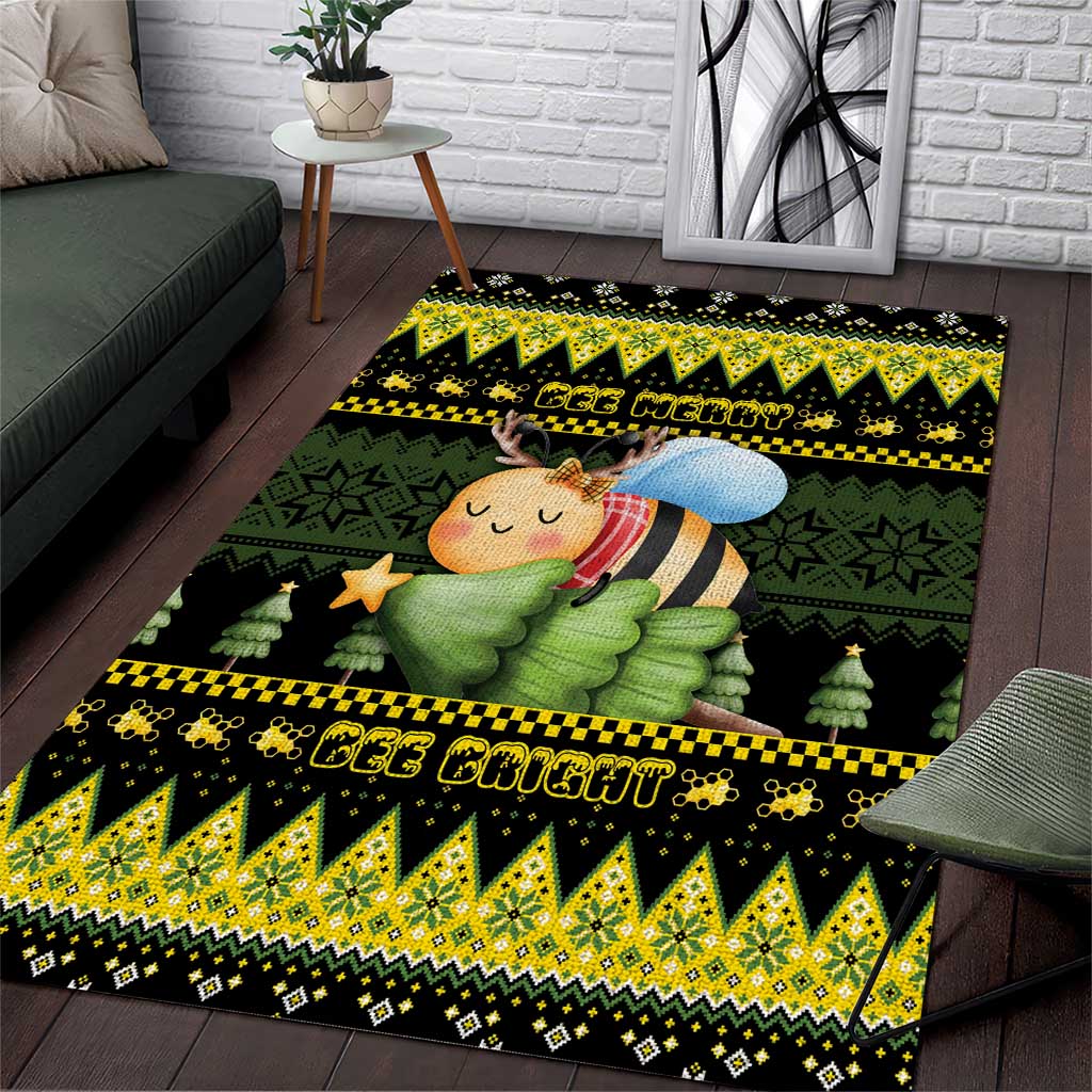 Bee Christmas Area Rug Cute Bumblebee - Wonder Print Shop