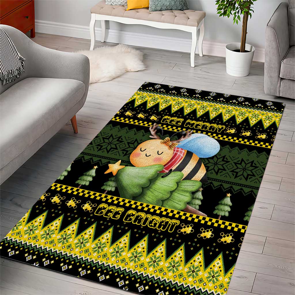 Bee Christmas Area Rug Cute Bumblebee - Wonder Print Shop