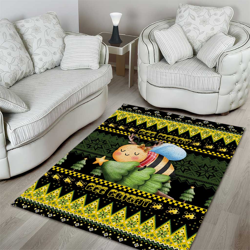 Bee Christmas Area Rug Cute Bumblebee - Wonder Print Shop