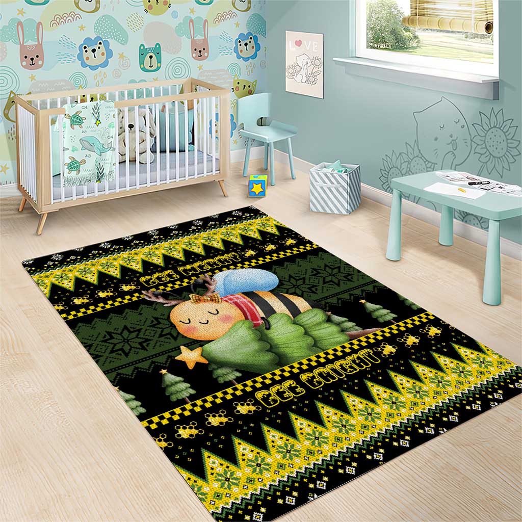 Bee Christmas Area Rug Cute Bumblebee - Wonder Print Shop