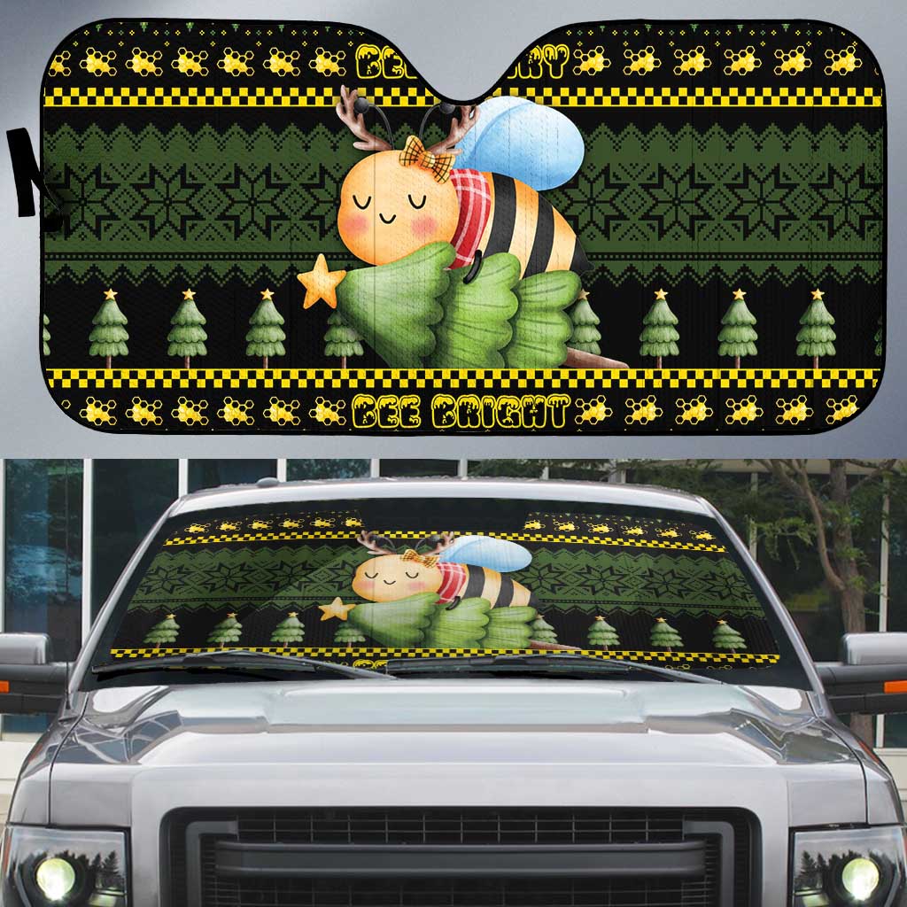 Bee Christmas Auto Sun Shade Cute Bumblebee - Wonder Print Shop