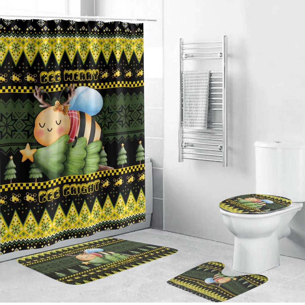 Bee Christmas Bathroom Set Cute Bumblebee - Wonder Print Shop
