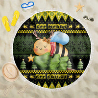 Bee Christmas Beach Blanket Cute Bumblebee - Wonder Print Shop