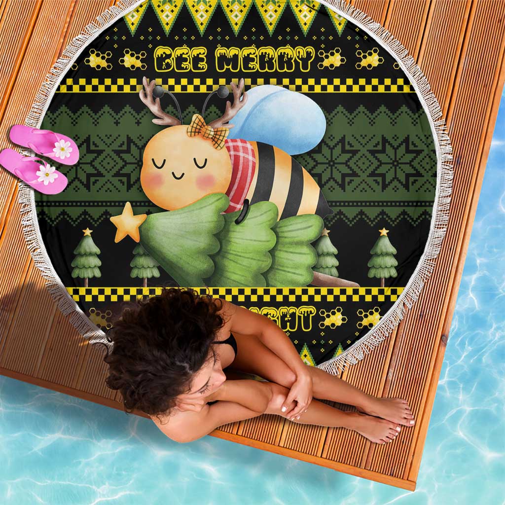 Bee Christmas Beach Blanket Cute Bumblebee - Wonder Print Shop