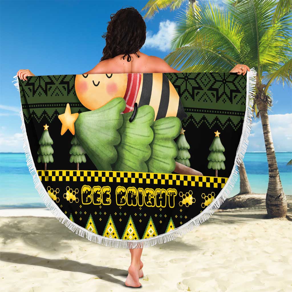 Bee Christmas Beach Blanket Cute Bumblebee - Wonder Print Shop